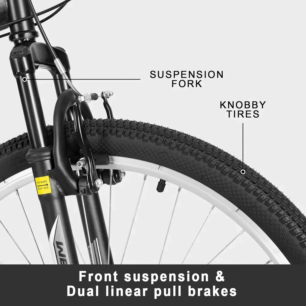 WEIZE Mountain Bike 26 27.5 inch Outdoor Hybrid Bikes 18-Speed High-Carbon Steel Full Suspension