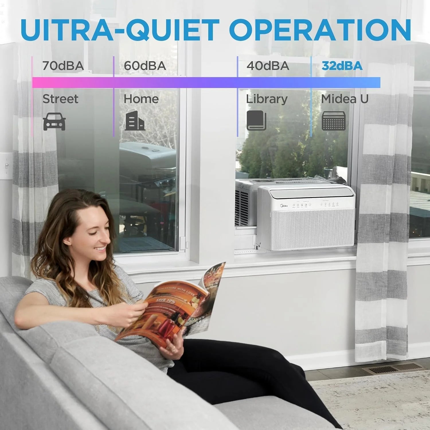 Midea 12,000 BTU U-Shaped Smart Inverter Window Air Conditioner - Cools up to 550 square feet, ultra-quiet, saves 35% energy