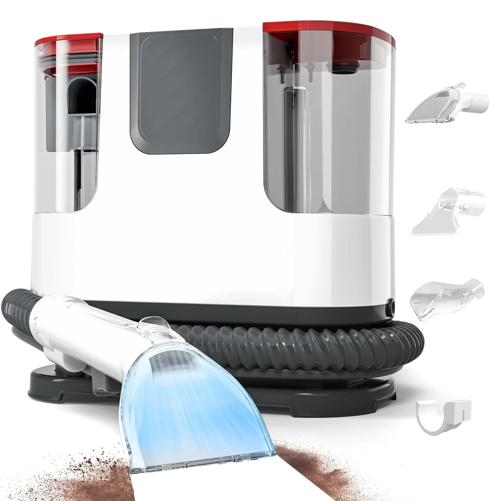 Upholstery Carpet Cleaner, 12Kpa Portable Spot and Stain Cleaner, Easy Move with Universal Wheels & Handle, 1.18-inch Deep Cleaning Machine for Couch, Stairs, Car and Pet Messes