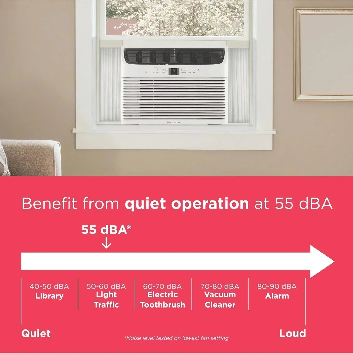 Frigidaire 5,000 BTU Window Air Conditioner Remote Control Cools Up to 150 Sq. Ft. Quiet Operation