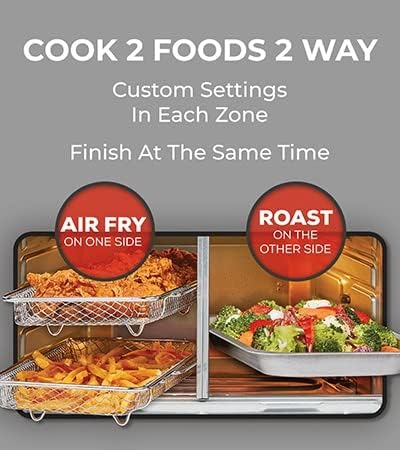 Emeril Lagasse Dual Zone 360 Air Fryer Oven Combo with French Door, 25 QT Extra Large, Cook Two Foods in Different Ways, Up to 60% Faster from Frozen to Finish