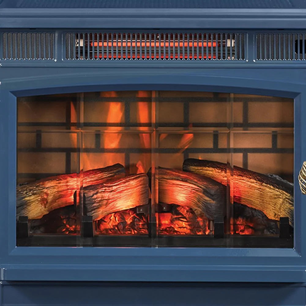 Freestanding Electric Fireplace Stove Heater with 3D Flame Effect for 1,000 Sq. Ft