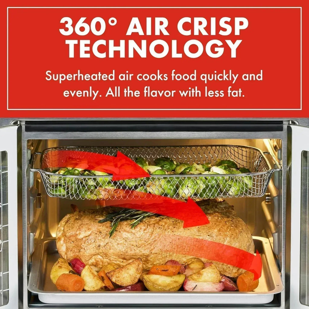 Extra Large French Door Air Fryer Toaster Oven Combo 24 Cooking Functions and Digital Controls