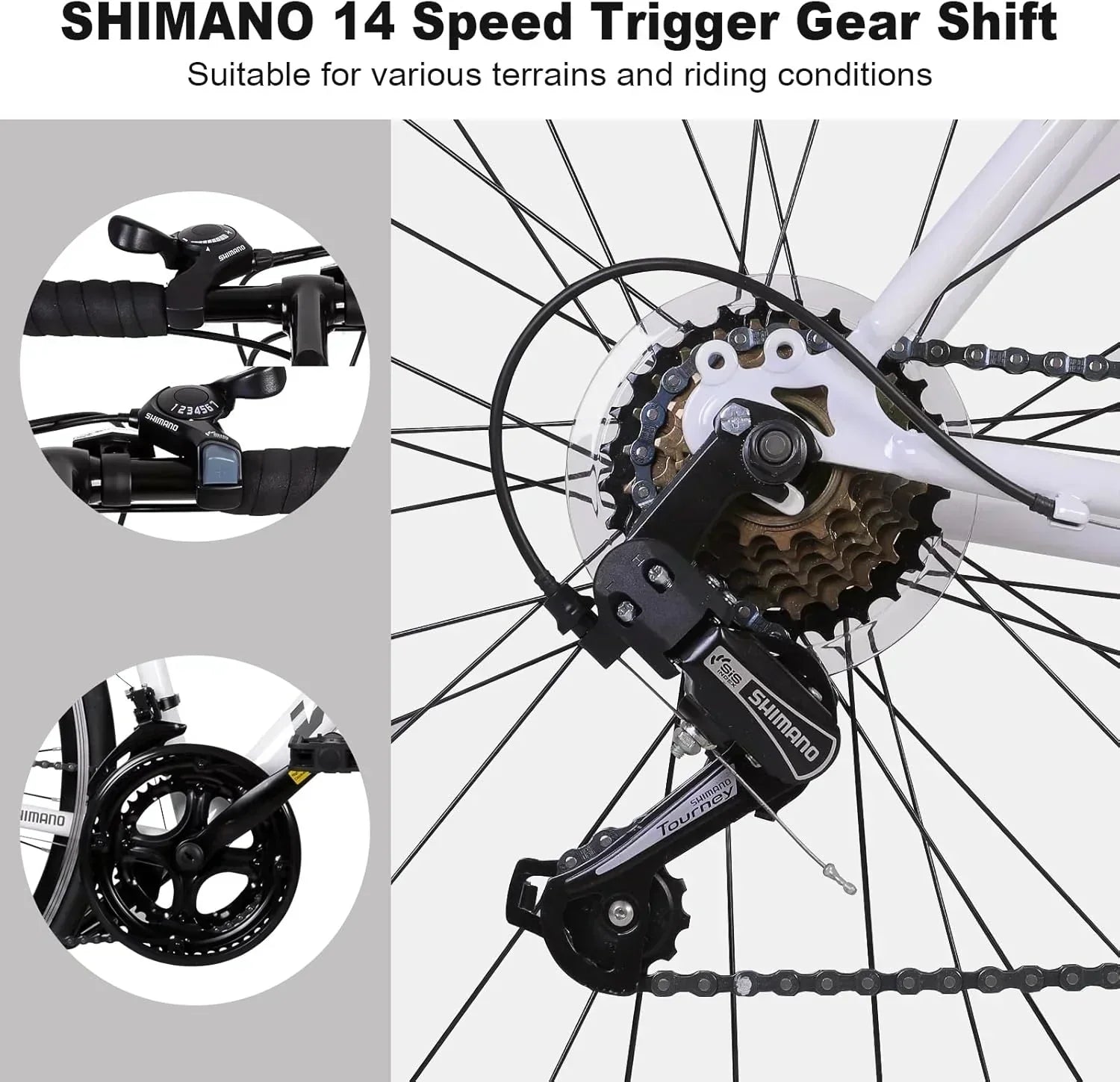 WEIZE Road Bike 700C Wheel City Commuter Bicycle Shimano 14 Speed Drop Bar Racing Adult Bike