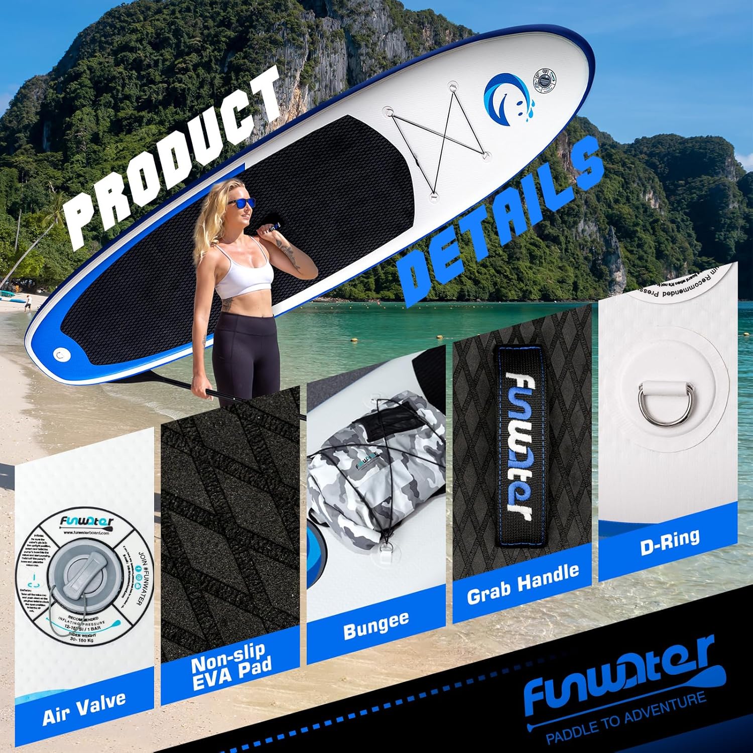 FunWater Stand Up Paddle Board Ultralight Inflatable Paddle Board with SUP Accessories