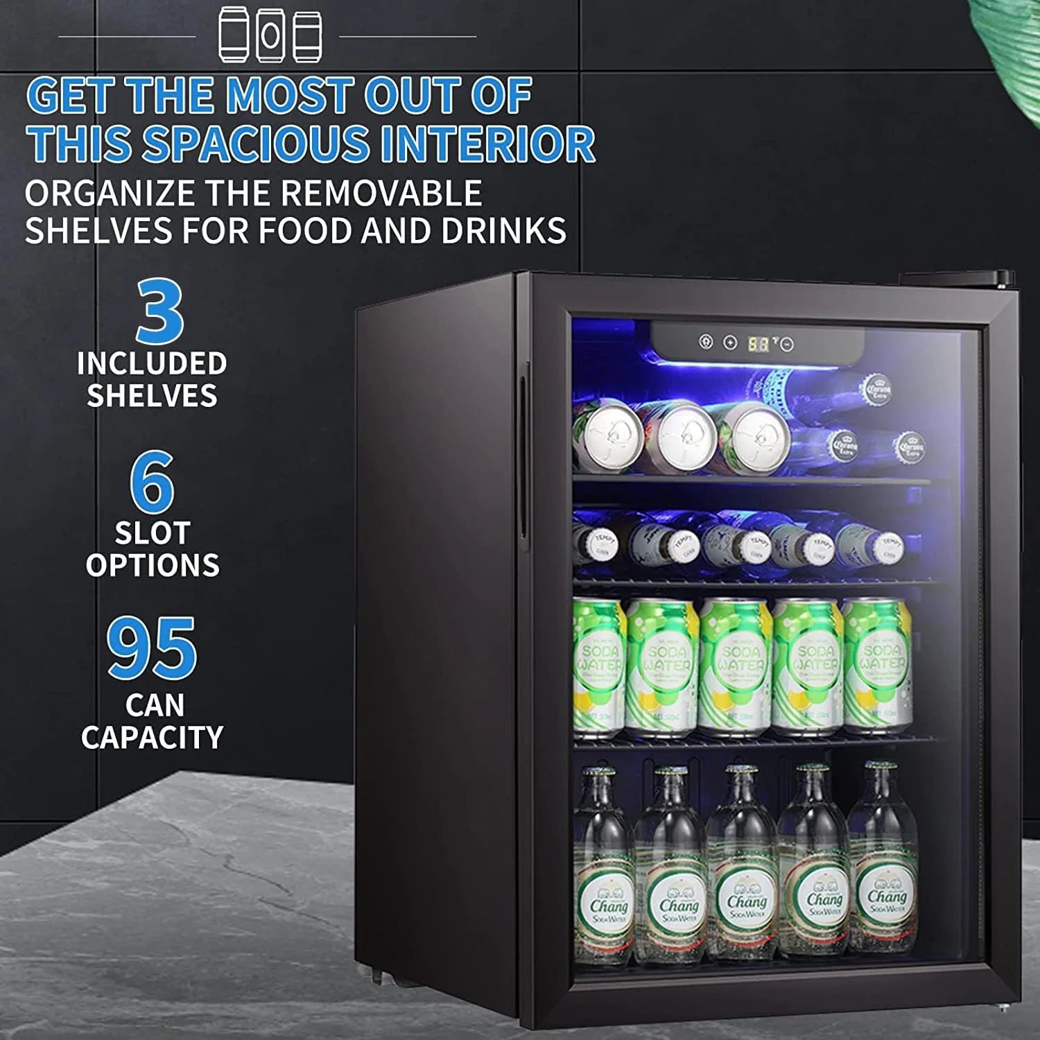 Antarctic Star Beverage Refrigerator Cooler 68 Can, Mini Fridge with Glass Door for Beer Drinks Wine,Freestanding Small Fridge with Electronic Temperature Control for Home and Bar,1.7 cu.ft