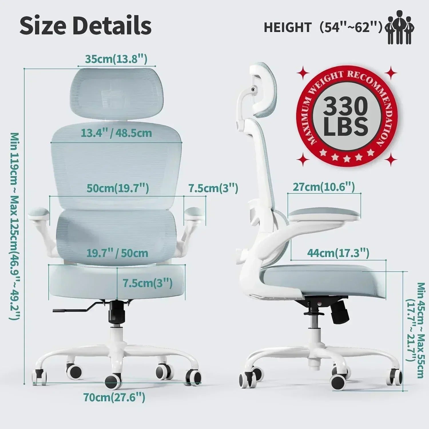 TRALT Office Chair Ergonomic Desk Chair 330 lbs Home Gaming Chair with Wheels