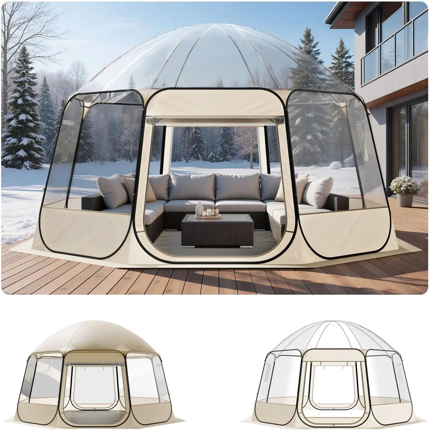 VEVOR Pop up Sports Tent, 8 Sizes Optional Clear Bubble Tent for 1-6 Person