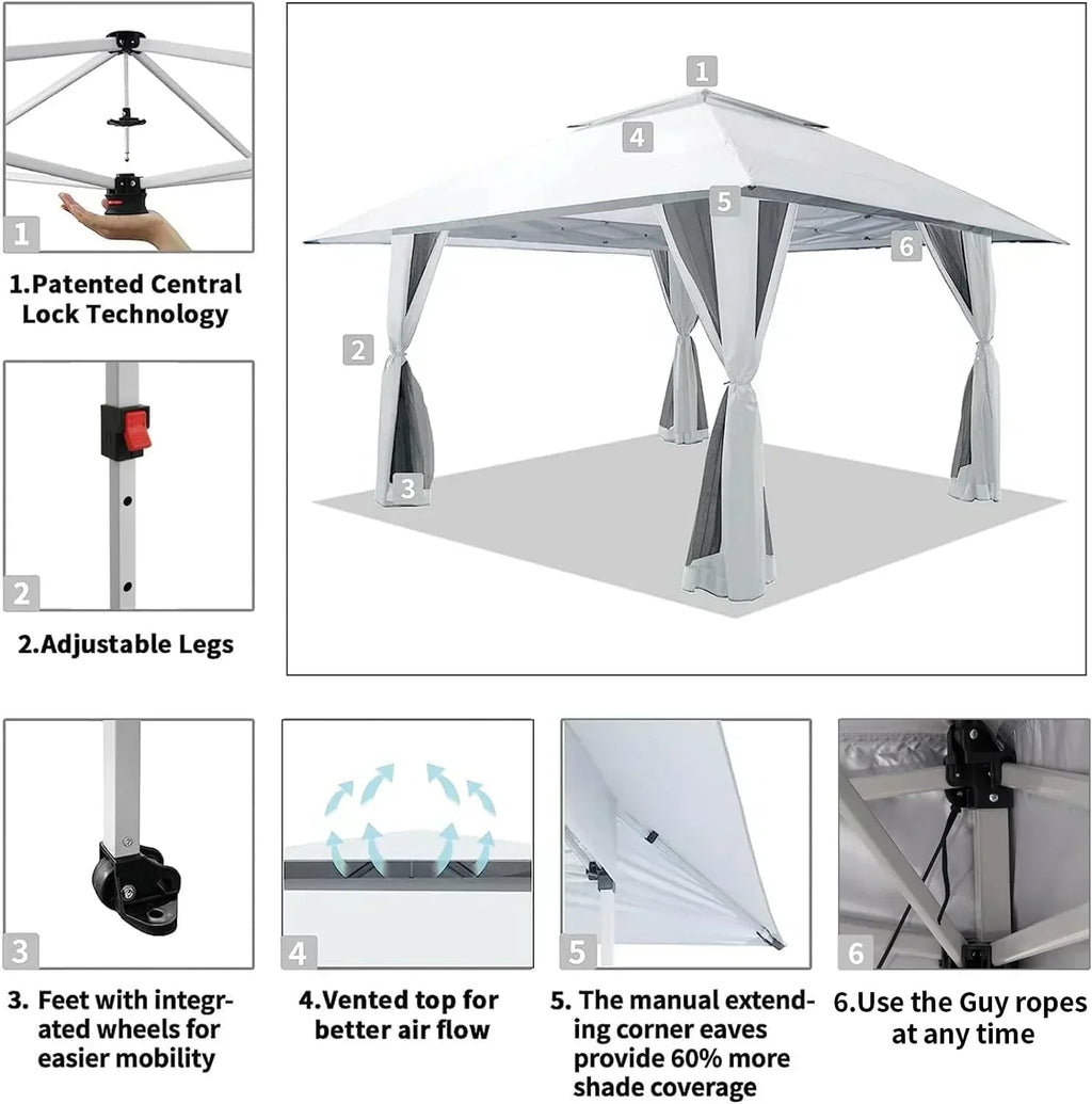 CROWN SHADES 13x13 Pop Up Gazebo Canopy Tent Gazebos on Clearance Outdoor Gazebo