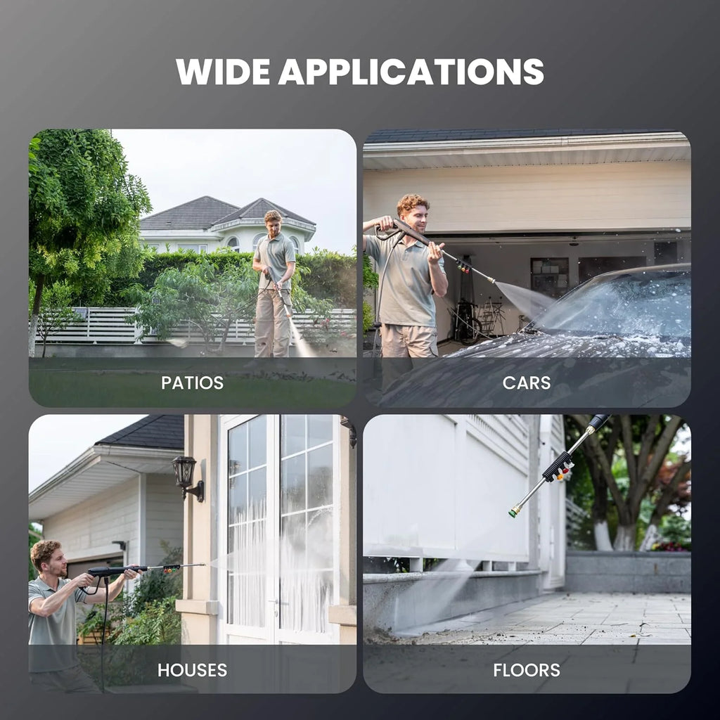 Giraffe Tools Grandfalls Pressure Washer, Max 2900 PSI, 2.2 GPM Electric Wall Mounted Power Washer with 100ft Retractable Hose, Foam Cannon, 4-Nozzles for Car/Driveways/Patios