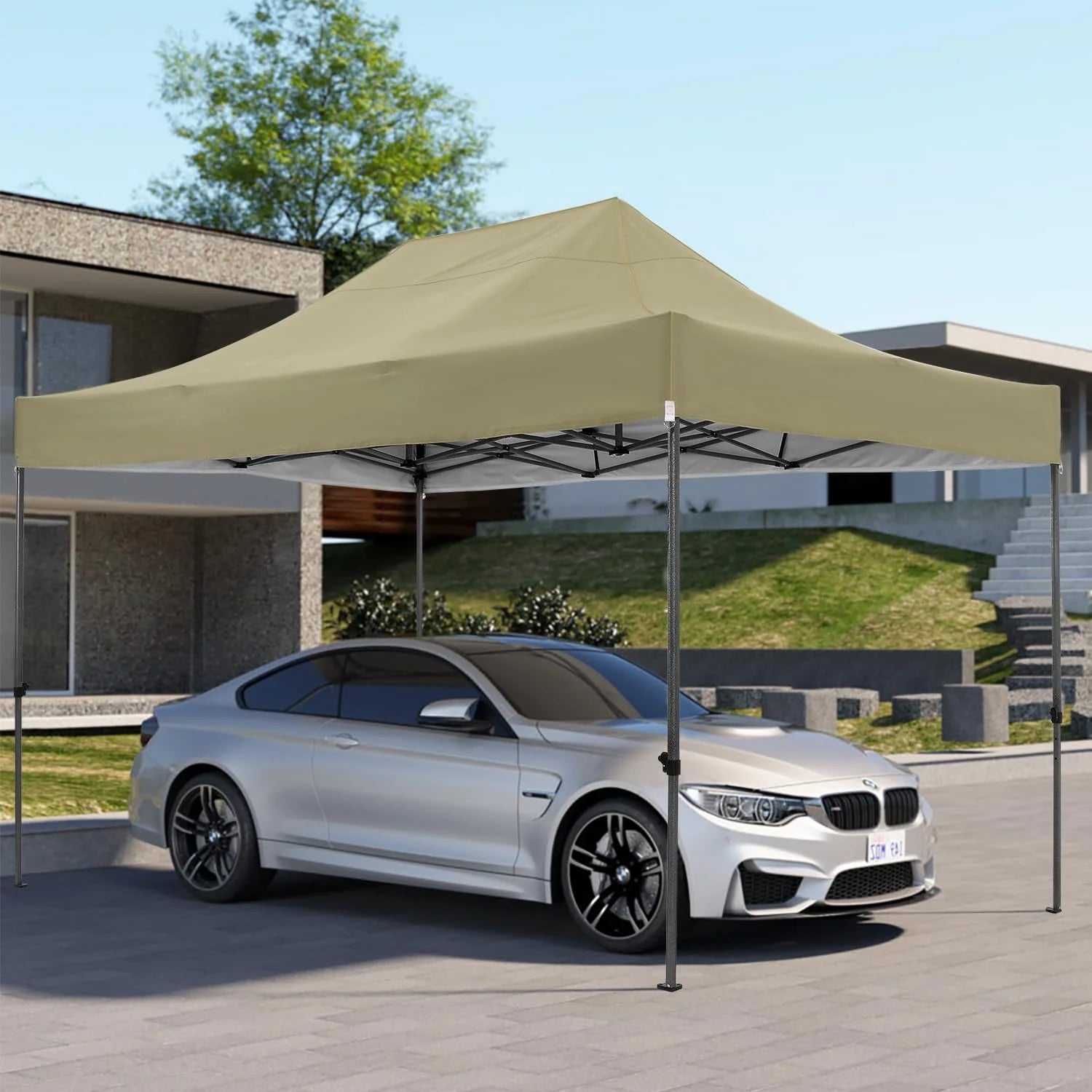 COBIZI 10x20 Heavy Duty Pop up Canopy Tent with 6 sidewalls Easy Up Commercial Outdoor Canopy Wedding Party Tents for Parties All Season Wind & Waterproof Gazebo with Roller Bag,Black(Frame Thickened)