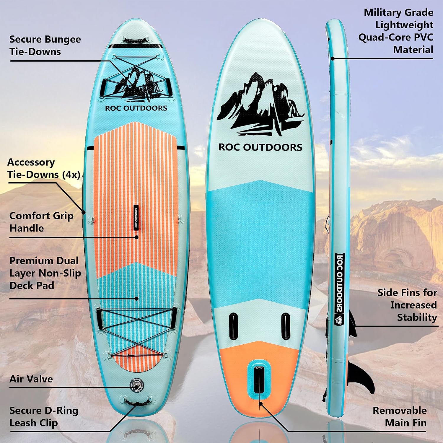 ROC inflatable stand-up paddle board SUP paddle board accessories Anti-slip comfortable deck