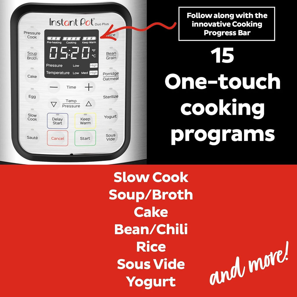 9-in-1 Multicooker, Pressure Cooker, Slow Cook, Rice Maker, Steamer, Sauté, Yogurt, Warmer & Sterilizer, Includes App With Over 800 Recipes, Stainless Steel, 6 Quarts