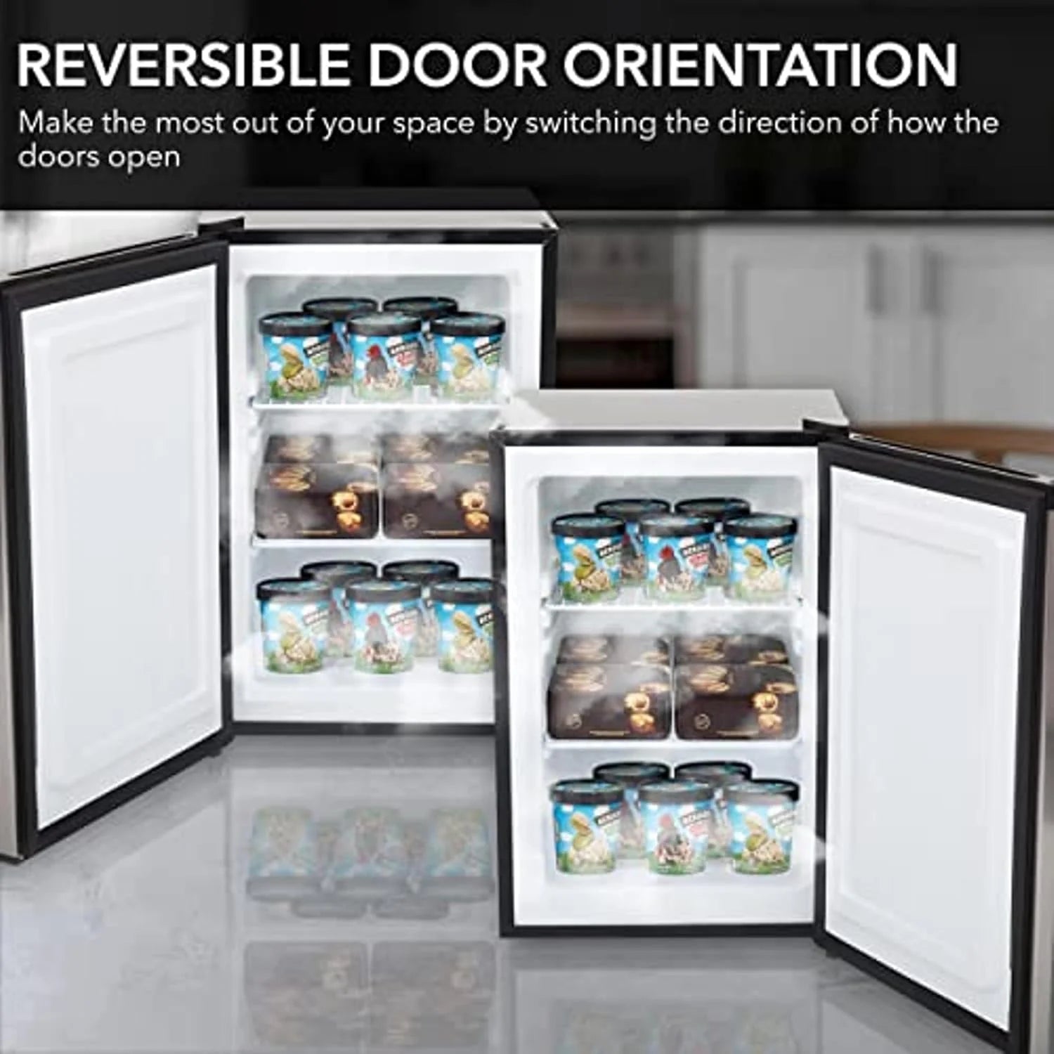Whynter CUF-112SS Mini, Energy Star Rated Small Upright Freezer with Lock, Stainless Steel -1.1 Cubic Feet