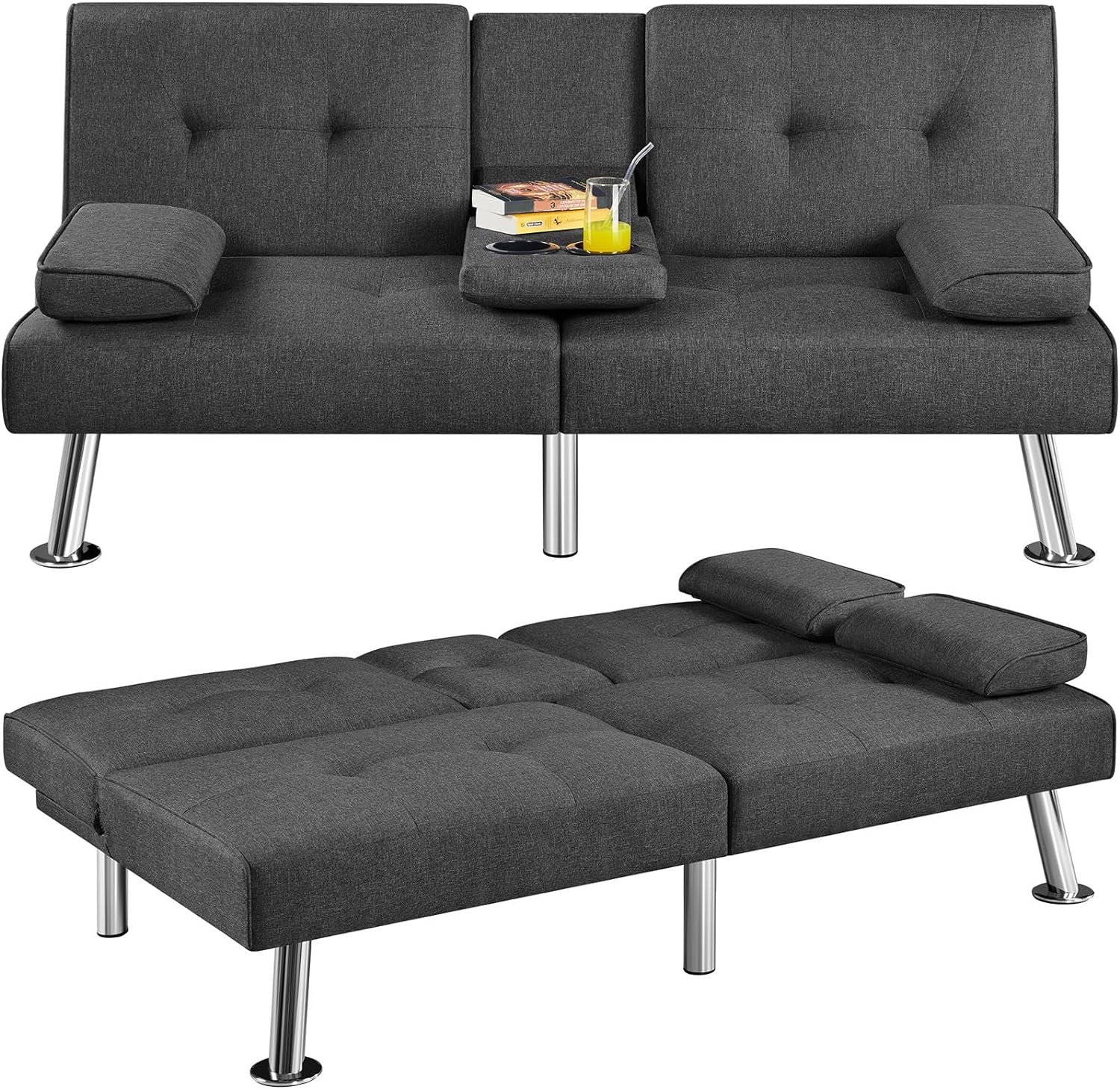 Convertible Sofa Bed Modern Imitation Leather Home Recliner Flip Double Sofa Folding Sofa Bed Guest Bed
