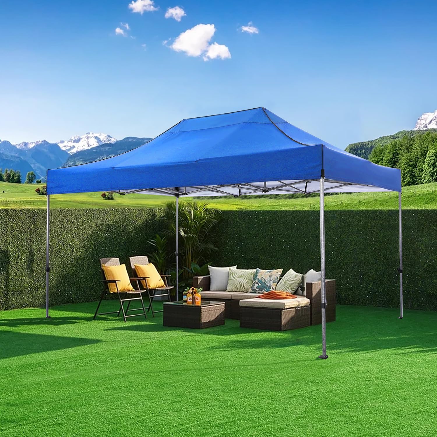 COBIZI 10x20 Heavy Duty Pop up Canopy Tent with 6 sidewalls Easy Up Commercial Outdoor Canopy Wedding Party Tents for Parties All Season Wind & Waterproof Gazebo with Roller Bag,Black(Frame Thickened)