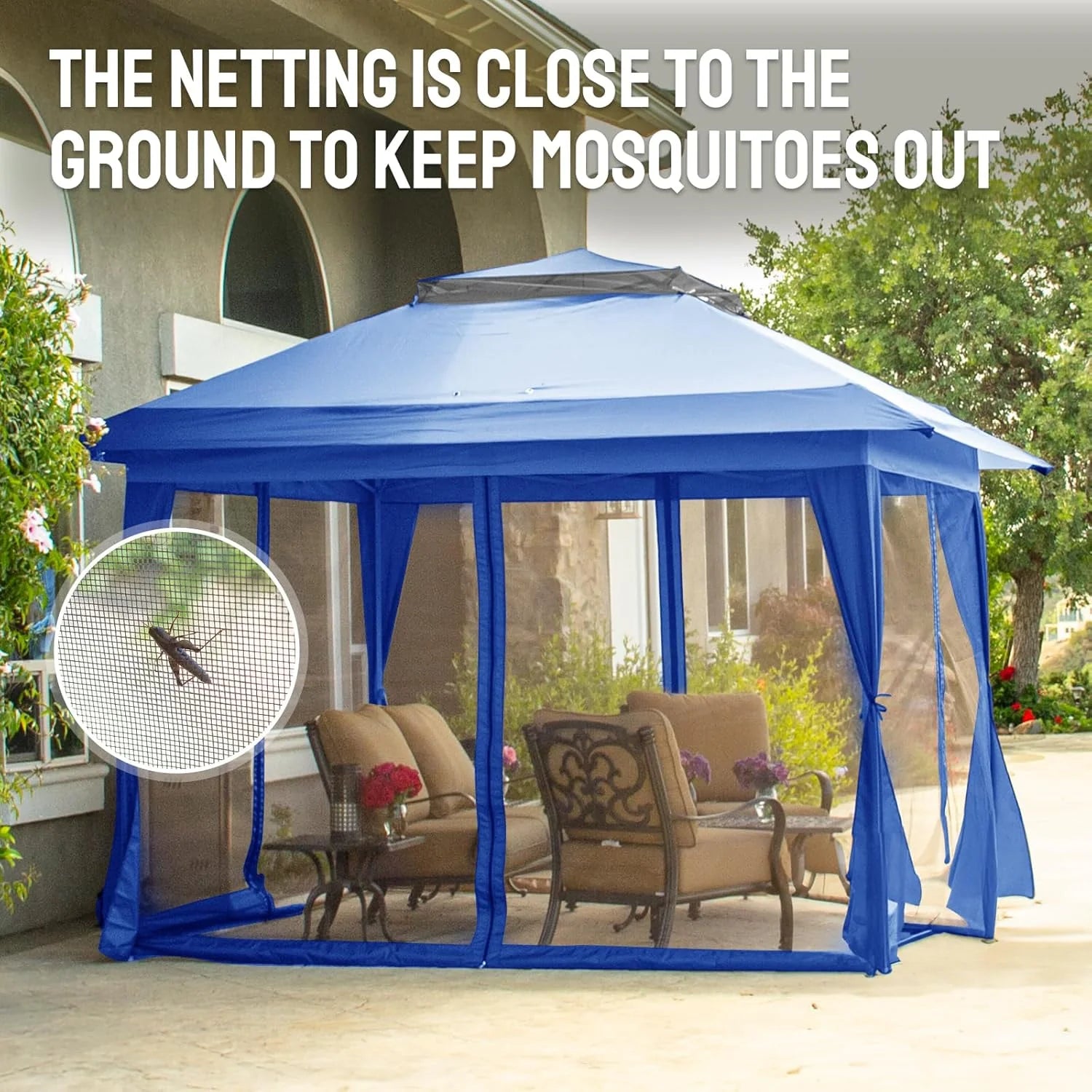 CROWN SHADES 13x13 Pop Up Gazebo, Canopy Tent, Gazebos on Clearance - Outdoor Gazebo for Backyard & Patio Furniture - Carpa Pop Up Tent with Wheeled STO-N-Go Cover Bag (White)