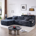 Cloud Sectional Couch with L-Shape Chaise, Modern Modular Sofa with Deep Seat, Built-in Cup Holder & Storage Pocket for Living Room Bedroom, No Assembly Required (Dark Gray, Left Sitting Chaise)