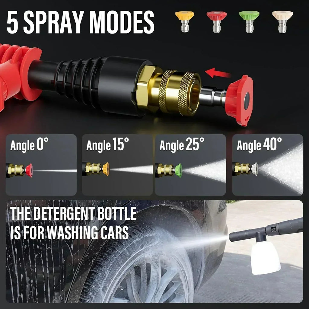 MZK electric high-pressure cleaner with 360° quick-connect nozzle and replaceable foam cannon