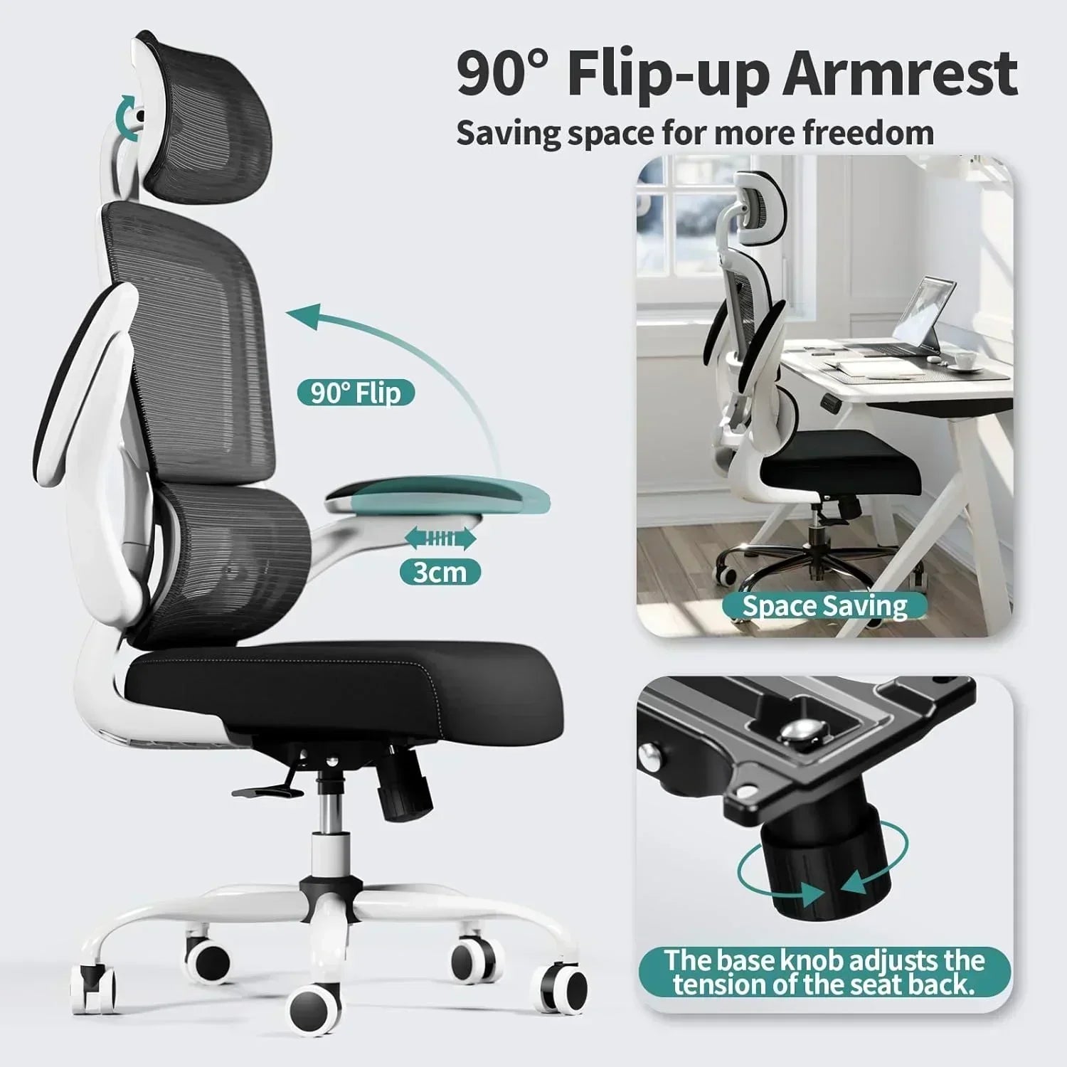 TRALT Office Chair Ergonomic Desk Chair 330 lbs Home Gaming Chair with Wheels